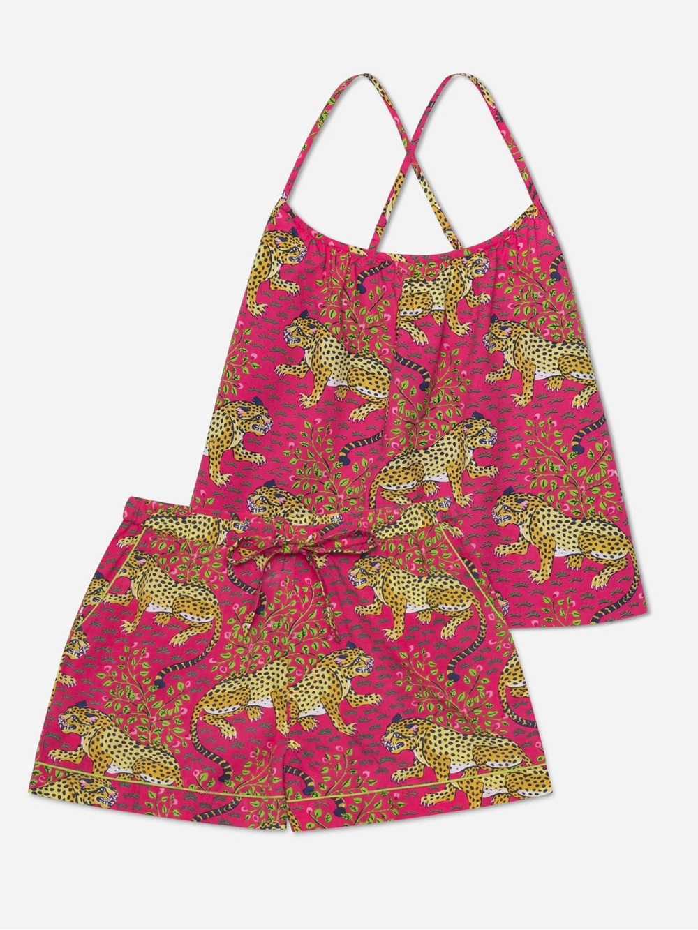 PrintFresh Cami Shorts Pajama Set Bagheera Organic Cotton Leopard Pink Size 3X